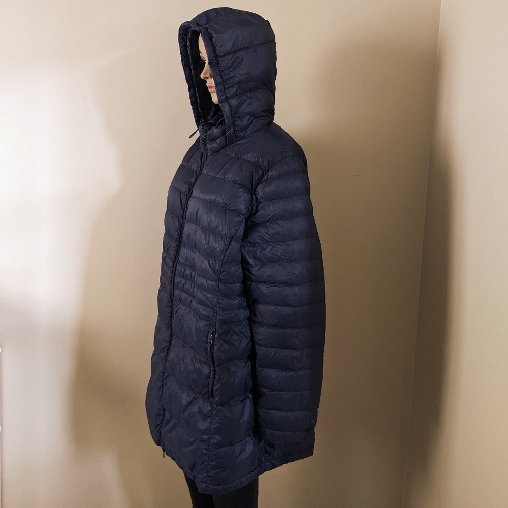 Vintage Sears down lightweight navy long jacket coat, women's 2XL